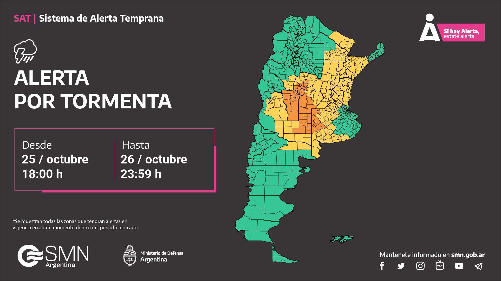 Alerta amarilla por tormentas para gran parte de la provincia - Primero ...