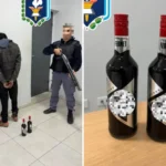 Rompió a cascotazos la entrada de un comercio y robó dos botellas de fernet