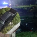 Perdió el control de su camioneta y se estrelló en el canal de la avenida Soberanía