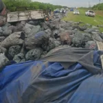 Volcó un camión con carbón y quedó totalmente cortada la ruta 16